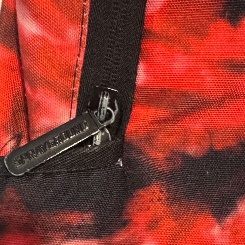 Sprayground Red and Black Tie-Dye Backpack with White Symbol - Picture 4 of 12